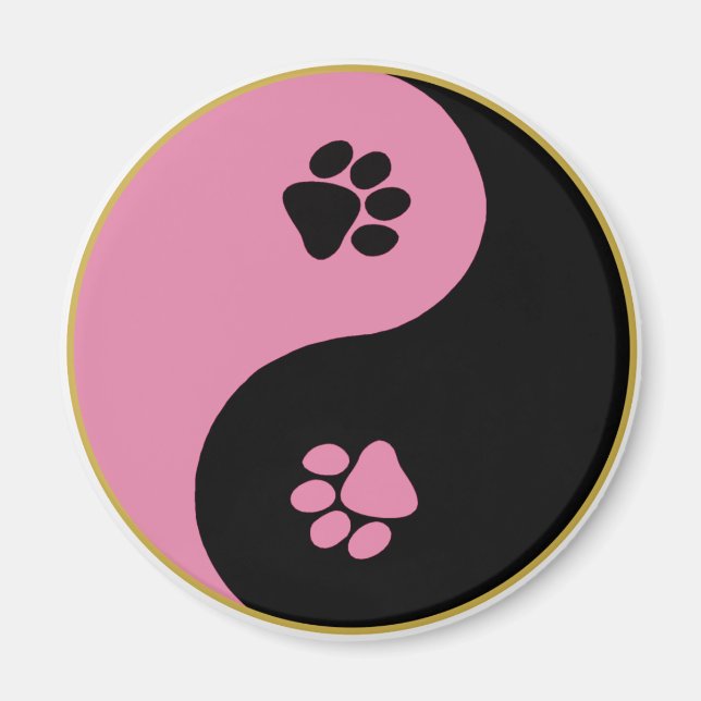 Yin Yang Paws Pink Magnet (Front)