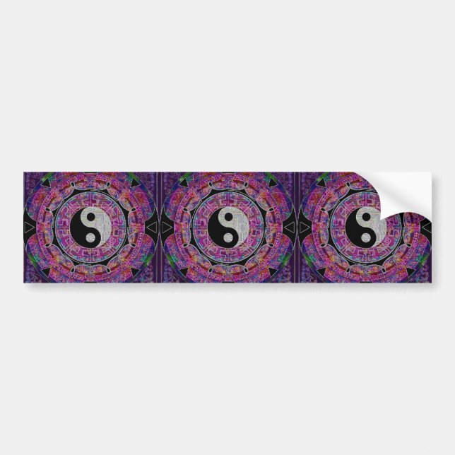 Yin Yang & Peace Pattern Bumper Sticker (Front)