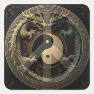 Yin Yang Peace Sign  Square Sticker