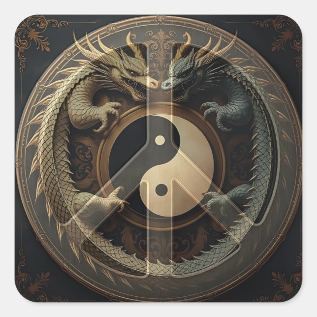 Yin Yang Peace Sign  Square Sticker (Front)