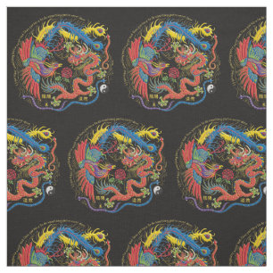 Yin Yang Phoenix and Dragon Fabric
