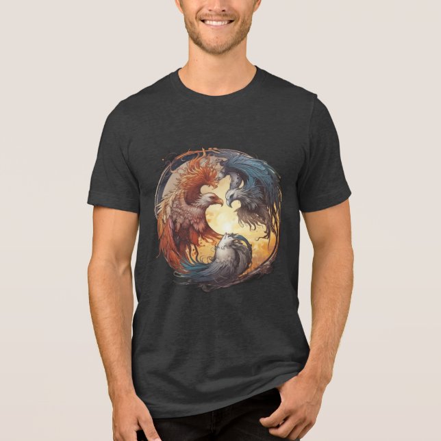 Yin Yang Phoenix – Rebirth Through Balance Tri-Blend Shirt (Front)