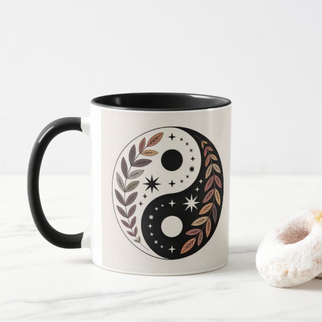 Yin Yang Plant Stars Meditation Mug (Avec donut)