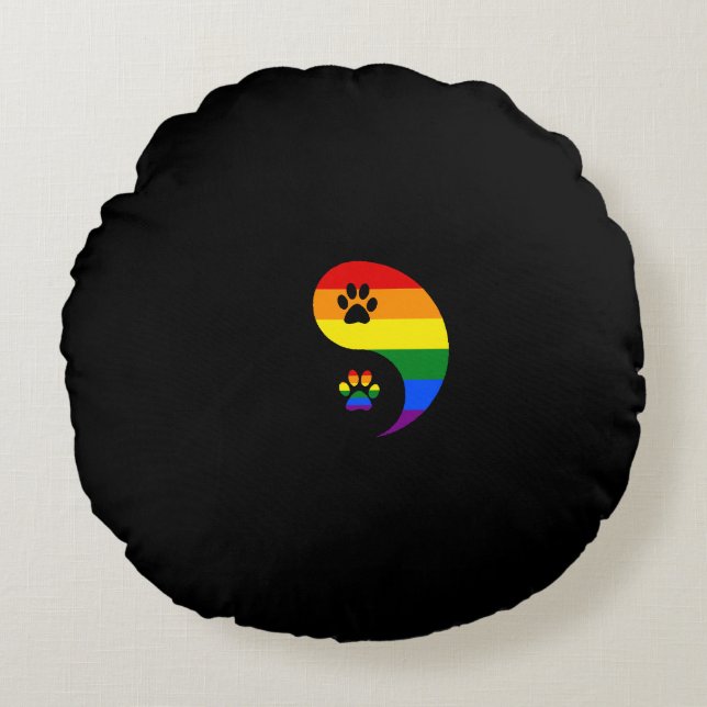 Yin-yang Pride Round Pillow (Front)
