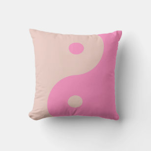 Yin Yang Print Peach And Pink Preppy Minimalistic  Throw Pillow