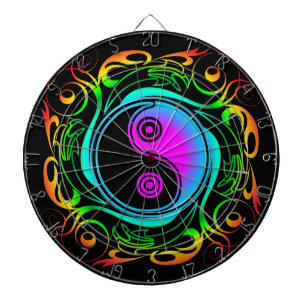 Yin Yang Psychedelic Rainbow Tattoo Dartboard