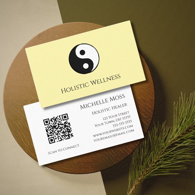 Yin Yang QR code Holistic Healer Wellness  Business Card (Creator Uploaded)