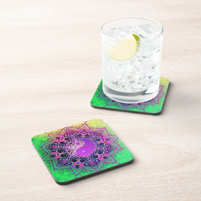 Yin Yang Rainbow Love Cork Coasters (Right Side)