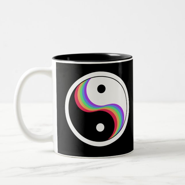 Yin Yang Rainbow Two-Tone Coffee Mug (Left)