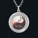 Yin Yang Red Rose round necklace<br><div class="desc">Yin Yang Red Rose necklace, Red Rose apparel, Yin Yang t-shirts, Valentine gifts by ArtMuvz Illustration.TO PERSONALIZE add your name, or add text instead. Get ready for Valentines Day with our festive gifts and romantic apparel! Perfect for Valentine parties to family gatherings. No matter what your budget is, there's a...</div>