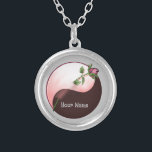 Yin Yang Red Rose round necklace<br><div class="desc">Yin Yang Red Rose round necklace, Red Rose apparel, Yin Yang t-shirts, Valentine gifts by ArtMuvz Illustration.TO PERSONALIZE add your name, or add text instead. Get ready for Valentines Day with our festive gifts and romantic apparel! Perfect for Valentine parties to family gatherings. No matter what your budget is, there's...</div>