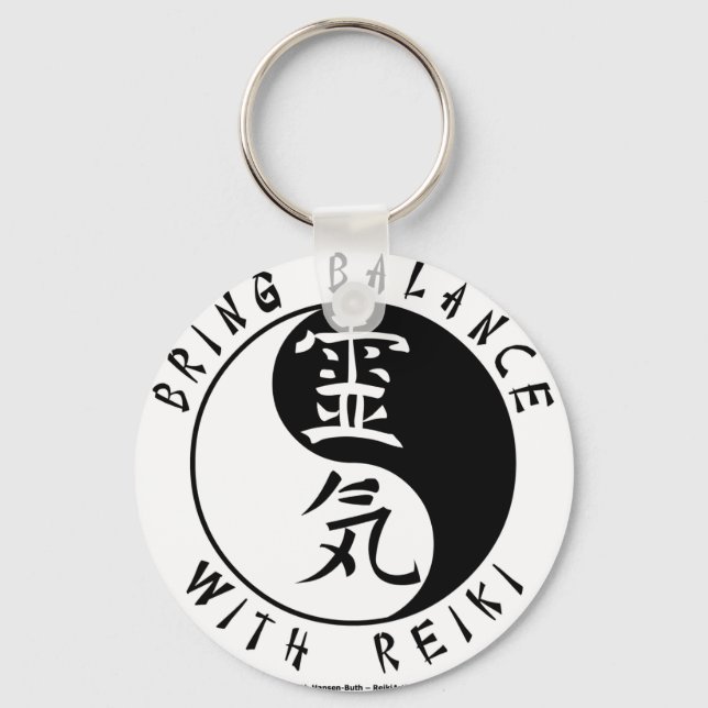Yin Yang Reiki Kanji Keychain (Front)