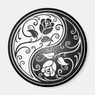 Yin Yang Roses, black Magnet