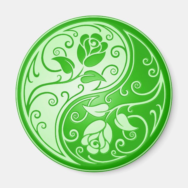 Yin Yang Roses, green Magnet (Front)