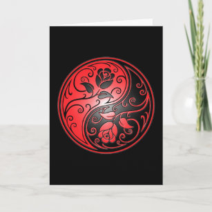 Yin Yang Roses, red and black Card