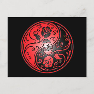 Yin Yang Roses, red and black Postcard