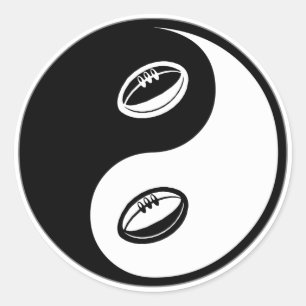 Yin Yang Rugby Classic Round Sticker