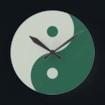 Yin Yang Sage Green Round Clock<br><div class="desc">Yin Yang – sage green yin yang illustration.</div>