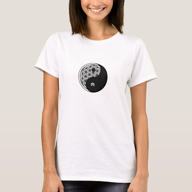 yin yang scared geometry Flower of Life T-Shirt (Front)