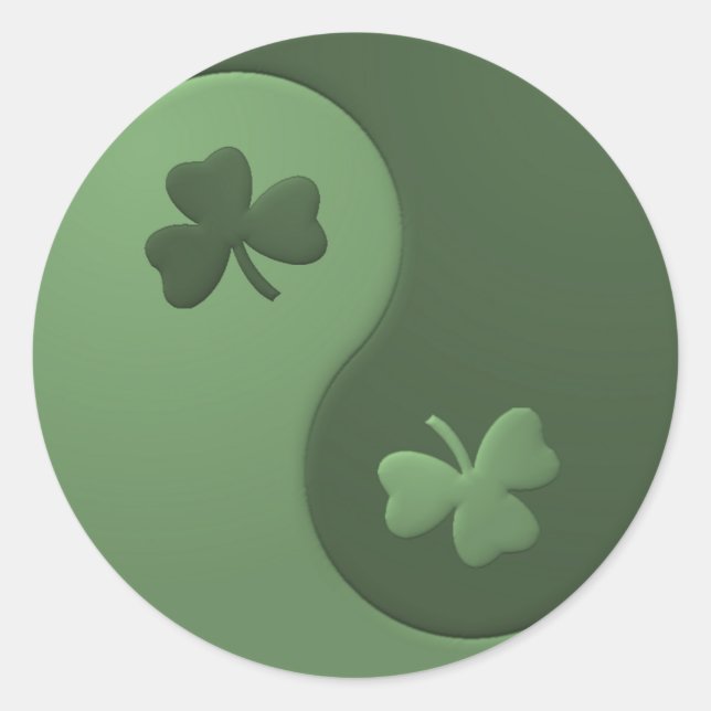Yin Yang Shamrocks Classic Round Sticker (Front)