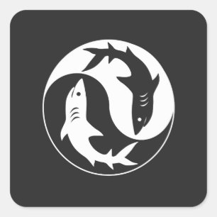 Yin Yang Shark Square Sticker