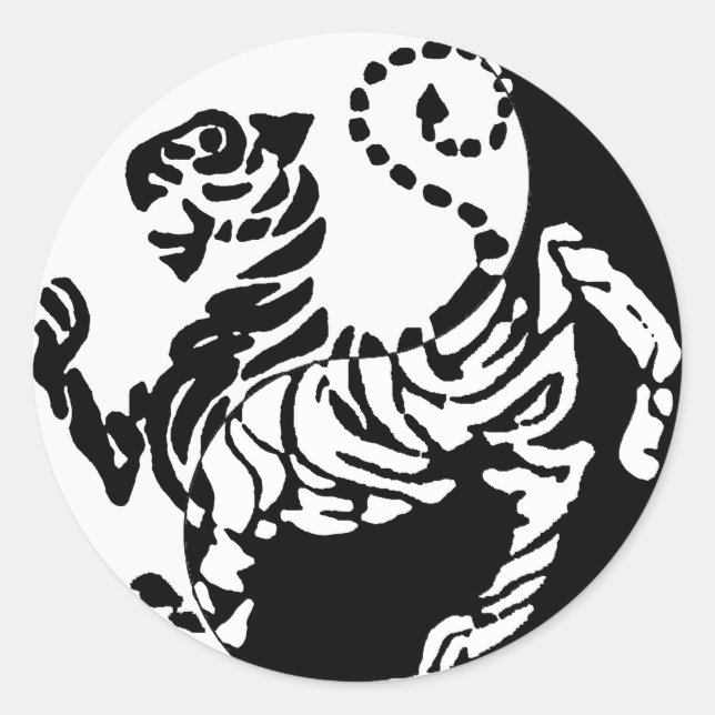 YIN YANG SHOTOKAN TIGER CLASSIC ROUND STICKER (Front)