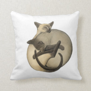 Yin Yang Siamese Cats Pillow