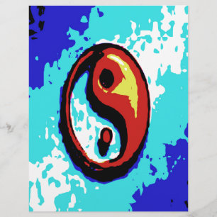 Yin Yang Sign Red and Blue Artistic