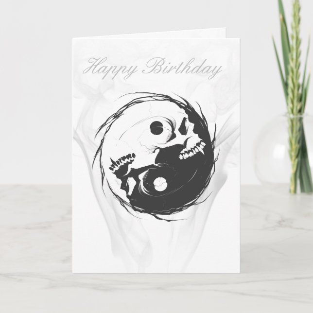 Yin-Yang - Skull Birthday Card (Front)