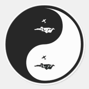 Yin Yang Skydiving Classic Round Sticker
