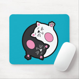 Yin Yang Sleeping Cats In Black And White  Mouse Pad