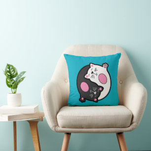 Yin Yang Sleeping Cats In Black And White Throw Pillow