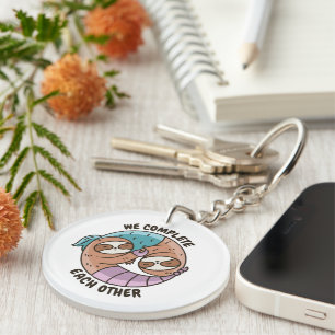 YIN YANG SLOTH PISCES SCORPIO ZODIAC SIGNS KEYCHAIN
