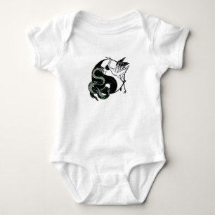 Yin yang Snake And Crane Symbol Baby Bodysuit