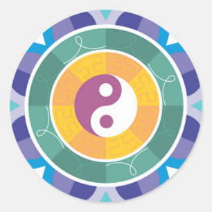 Yin yang spirituality east mandala goodluck charm classic round sticker