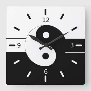 Yin yang square wall clock