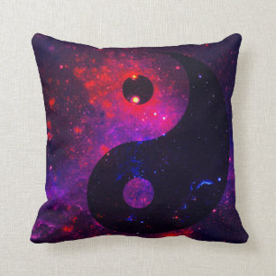 Yin Yang Stardust Blue Purple Red Throw Pillow