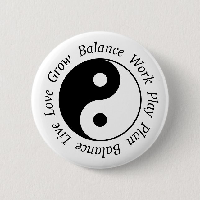 Yin Yang Symbol 2 Inch Round Button (Front)