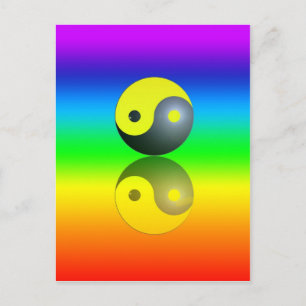 Yin & Yang Symbol auf Chakra Farben Motiv 1 Postcard