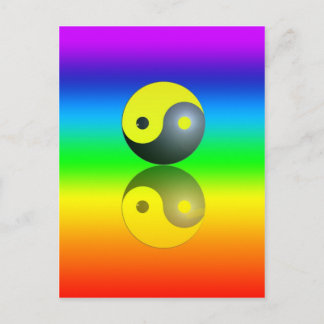 Yin & Yang Symbol auf Chakra Farben Motiv 1 Postcard