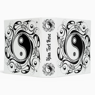 Yin & Yang Symbol Black and White Tattoo Style Binder