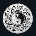 Yin & Yang Symbol Black and White Tattoo Style Dartboard<br><div class="desc">Decorative Ying Yang Symbol Psychedelic Black and White Tattoo Style Art Design. Originally created with Hi Quality Vector Graphic Art Copyright BluedakArt TheChameleonArt.</div>