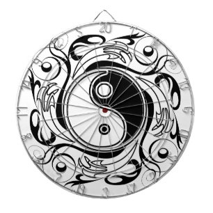 Yin & Yang Symbol Black and White Tattoo Style Dartboard