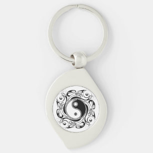 Yin & Yang Symbol Black and White Tattoo Style Keychain