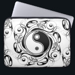 Yin & Yang Symbol Black and White Tattoo Style Laptop Sleeve<br><div class="desc">Decorative Ying Yang Symbol Psychedelic Black and White Tattoo Style Art Design. Originally created with Hi Quality Vector Graphic Art Copyright BluedakArt TheChameleonArt.</div>