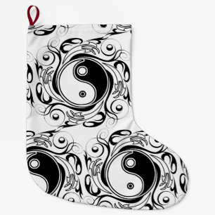 Yin & Yang Symbol Black and White Tattoo Style Large Christmas Stocking