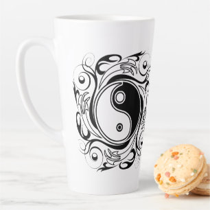 Yin & Yang Symbol Black and White Tattoo Style Latte Mug