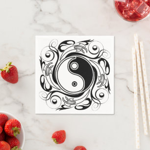 Yin & Yang Symbol Black and White Tattoo Style Napkin