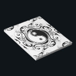 Yin & Yang Symbol Black and White Tattoo Style Notepad<br><div class="desc">Decorative Ying Yang Symbol Psychedelic Black and White Tattoo Style Art Design. Originally created with Hi Quality Vector Graphic Art Copyright BluedakArt TheChameleonArt.</div>