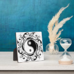 Yin & Yang Symbol Black and White Tattoo Style Plaque<br><div class="desc">Decorative Ying Yang Symbol Psychedelic Black and White Tattoo Style Art Design. Originally created with Hi Quality Vector Graphic Art Copyright BluedakArt TheChameleonArt.</div>